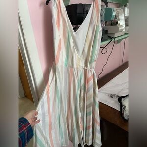 Striped Multicolor Wrap Dress